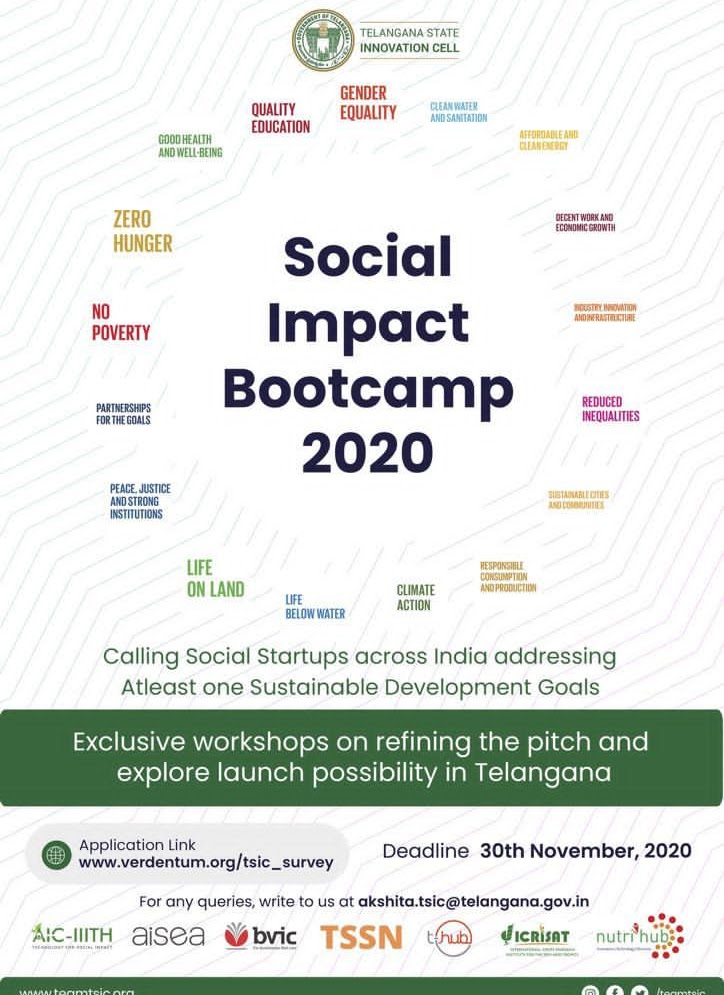 BVIC Invited as Sector Expert to Mentor Social Innovators and Start-Ups at Social Impact Bootcamp 2020 organized by TSIC and T-Hub 